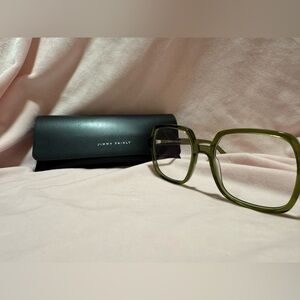 Jimmy Fairly Olive Green Oversized Square Women's Glasses